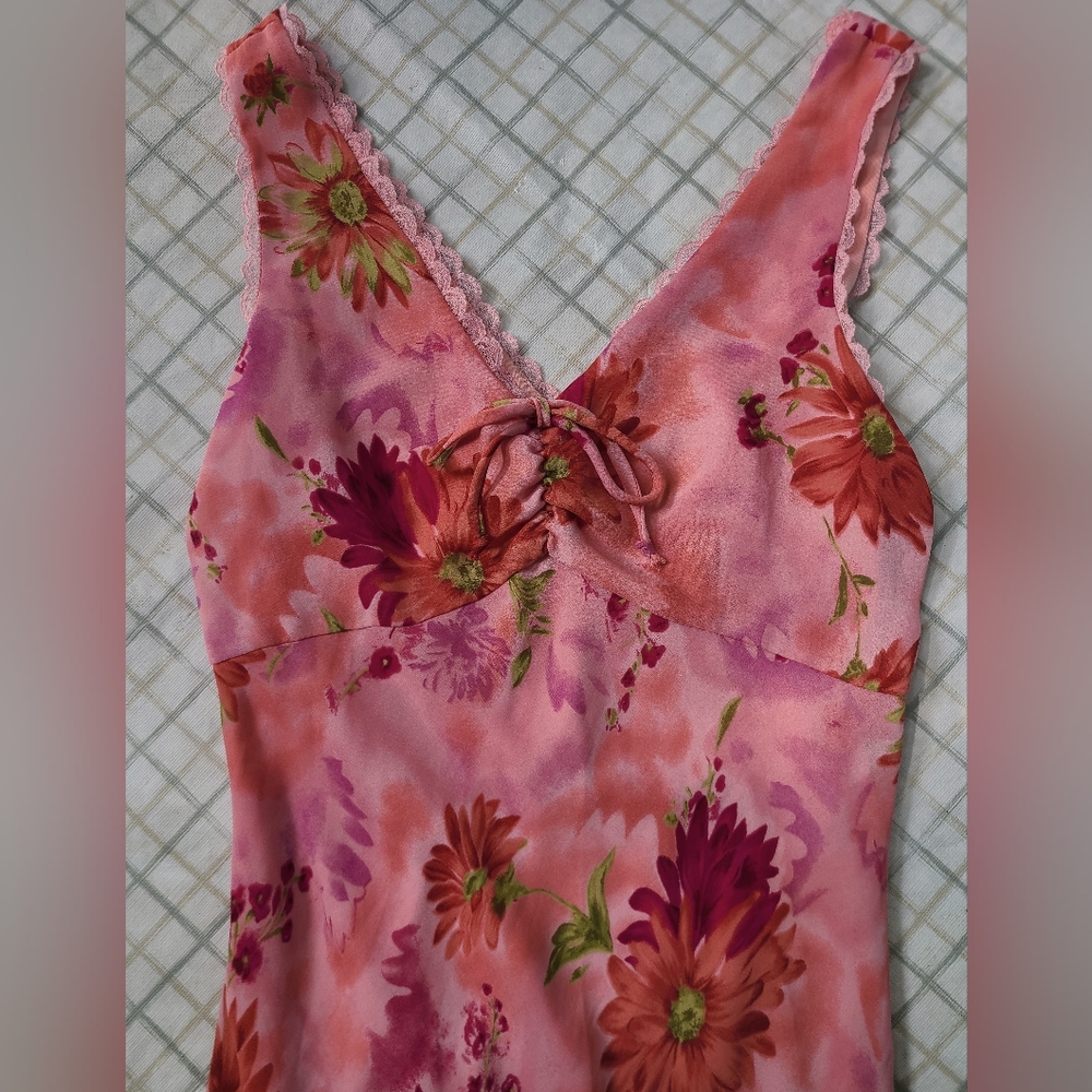 Y2K pink floral summer dress